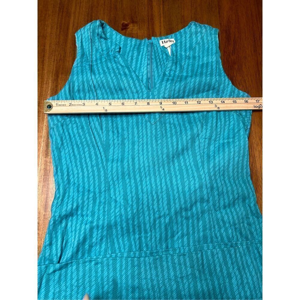 Hatley Textured Striped Teal Green Sleeveless Dress - Size 4 - Picture 6 of 7
